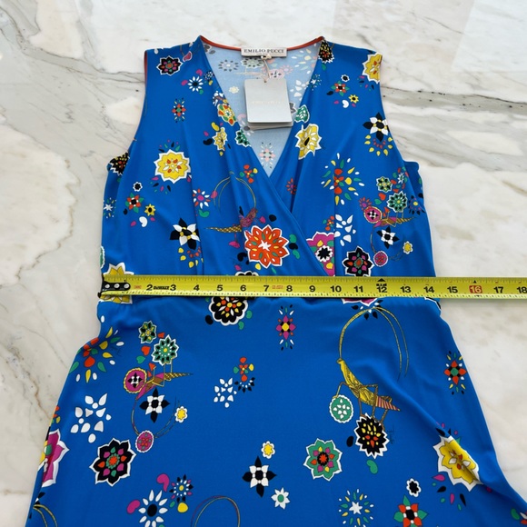EMILIO PUCCI BLUE GRASSHOPPER DRESS MODEL 61RG53 SIZE IT 44 / US 10 NWTS! - Picture 10 of 15